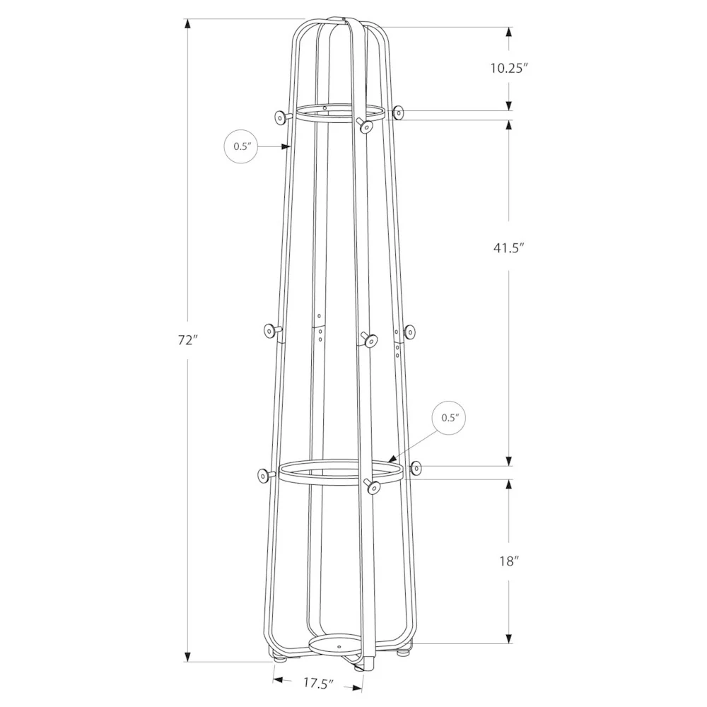 Coat Rack - 72H / Silver Metal with an Umbrella Holder