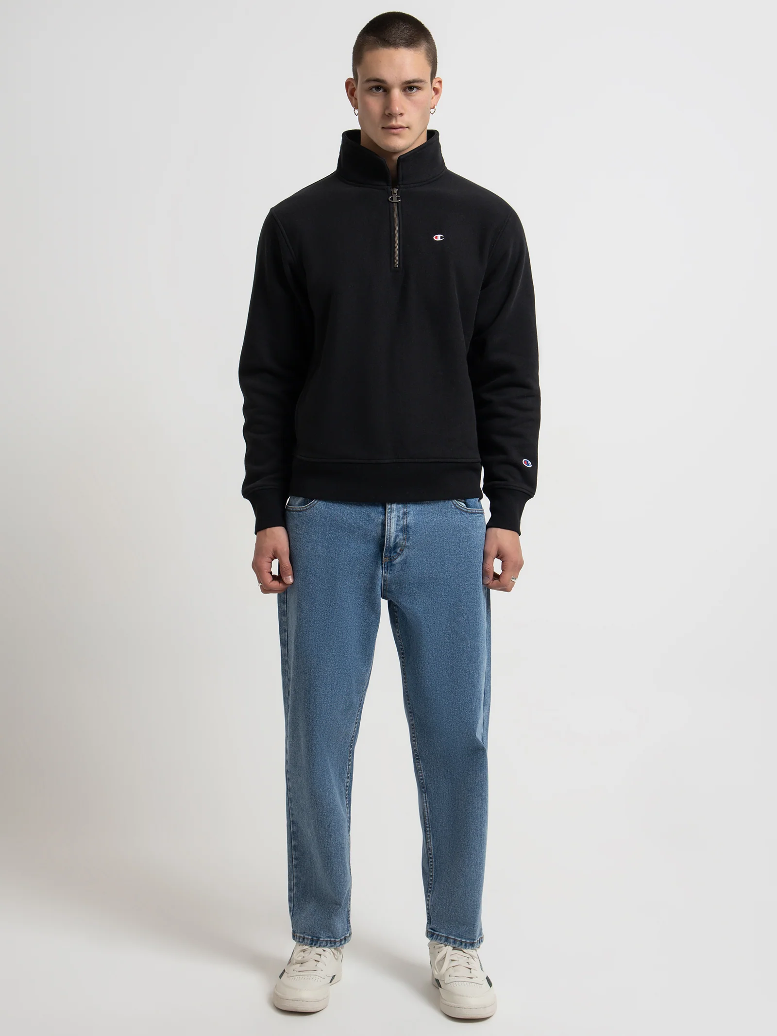 Reverse Weave Level Up Collared Quarter-Zip Crew