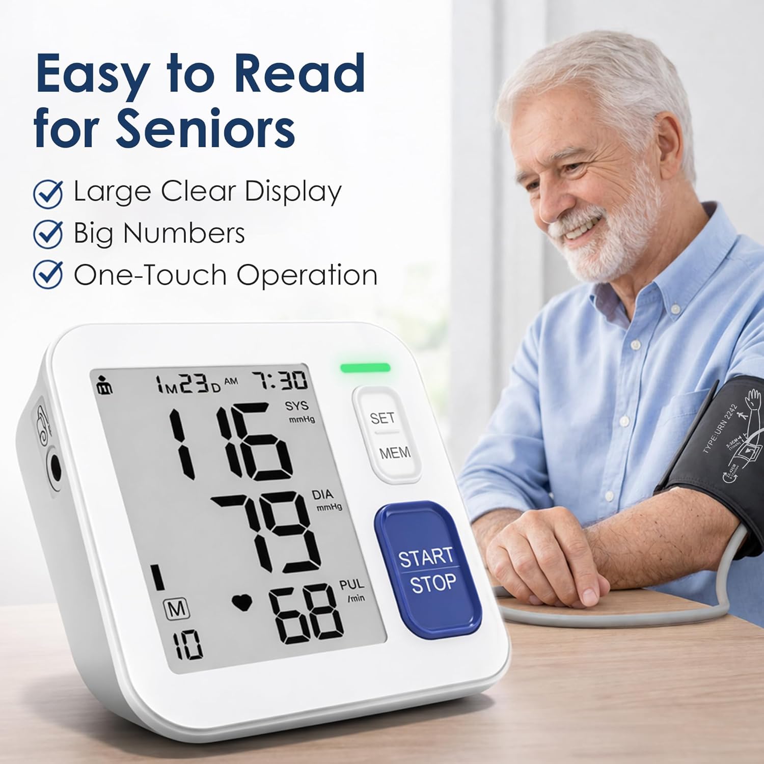 Blood Pressure Monitors for Home Use Upper Arm, Automatic Accurate BP Cuff 9-17 with 4 LCD Screen, 2 x 90 Memory & HR Detection, Digital BP Machine with USB Cable 4 AAA Batteries & Storage Bag