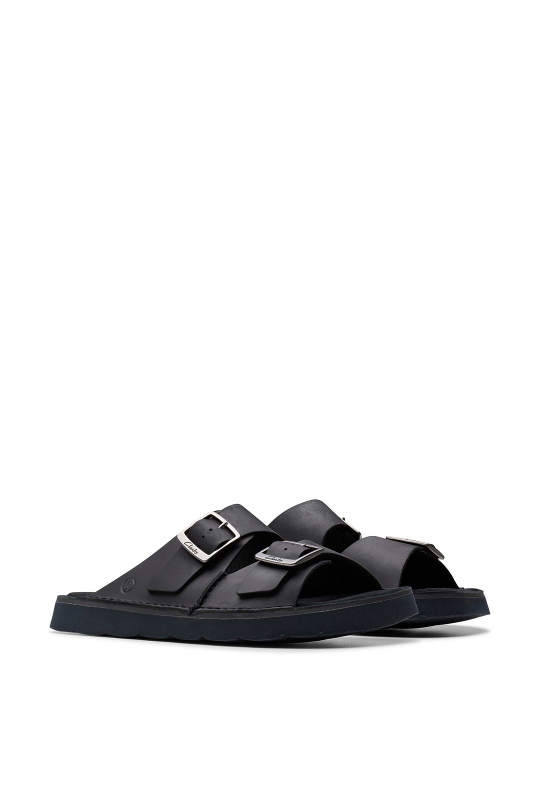 Clarks Solsbury Strap Leather Sandal Black