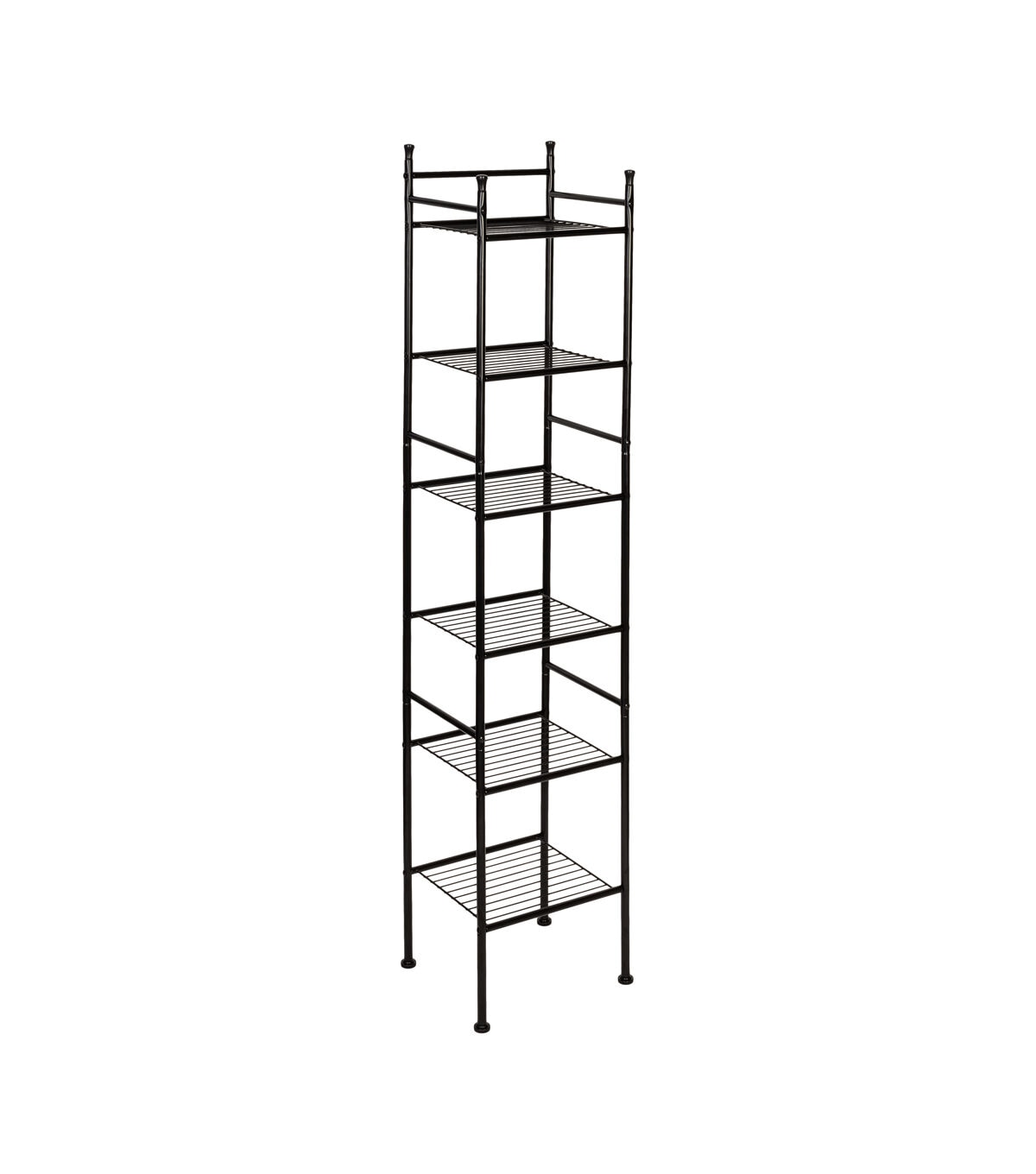 Honey Can Do 13 x 60 Black 6 Tier Space Saving Shelving Tower