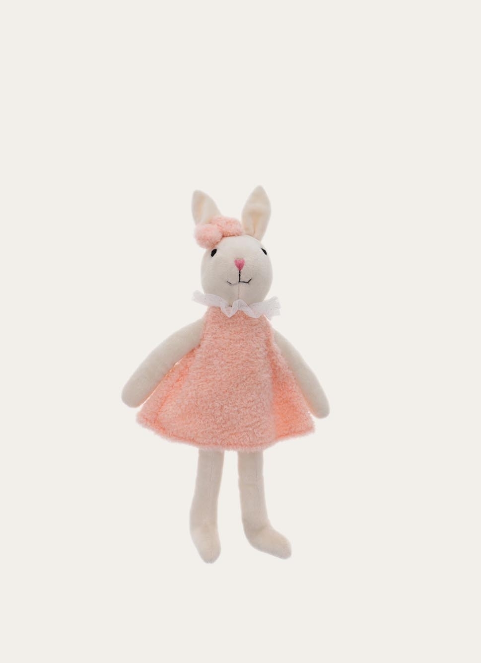 PELUCHE LAPINE AVEC ROBE ROSE ECRU/ROSE