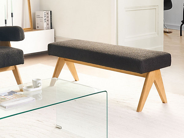 Banc TAMRE Bouclé Noir/marron clair