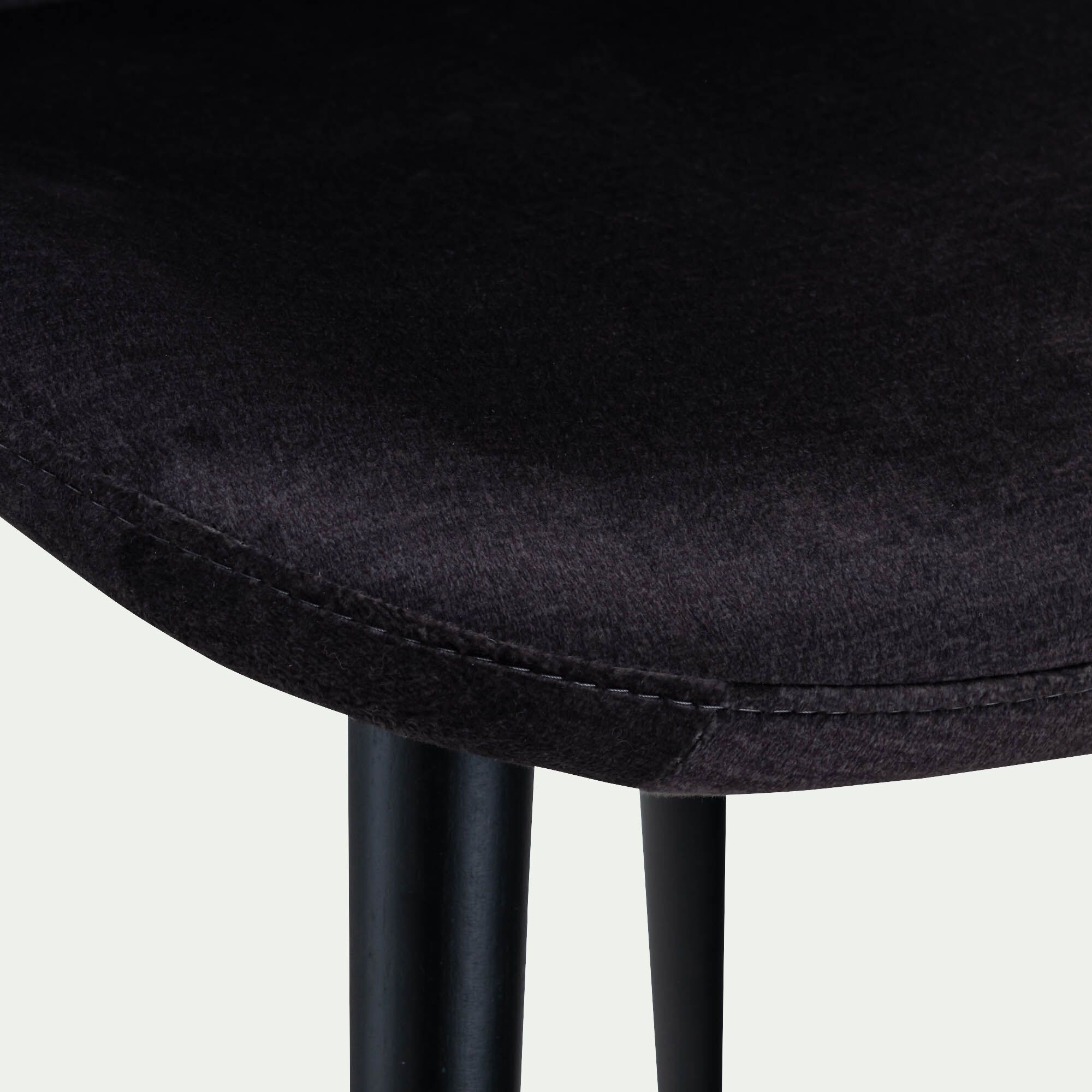 ALIONE - Chaise en tissu effet velours sans accoudoirs - noir