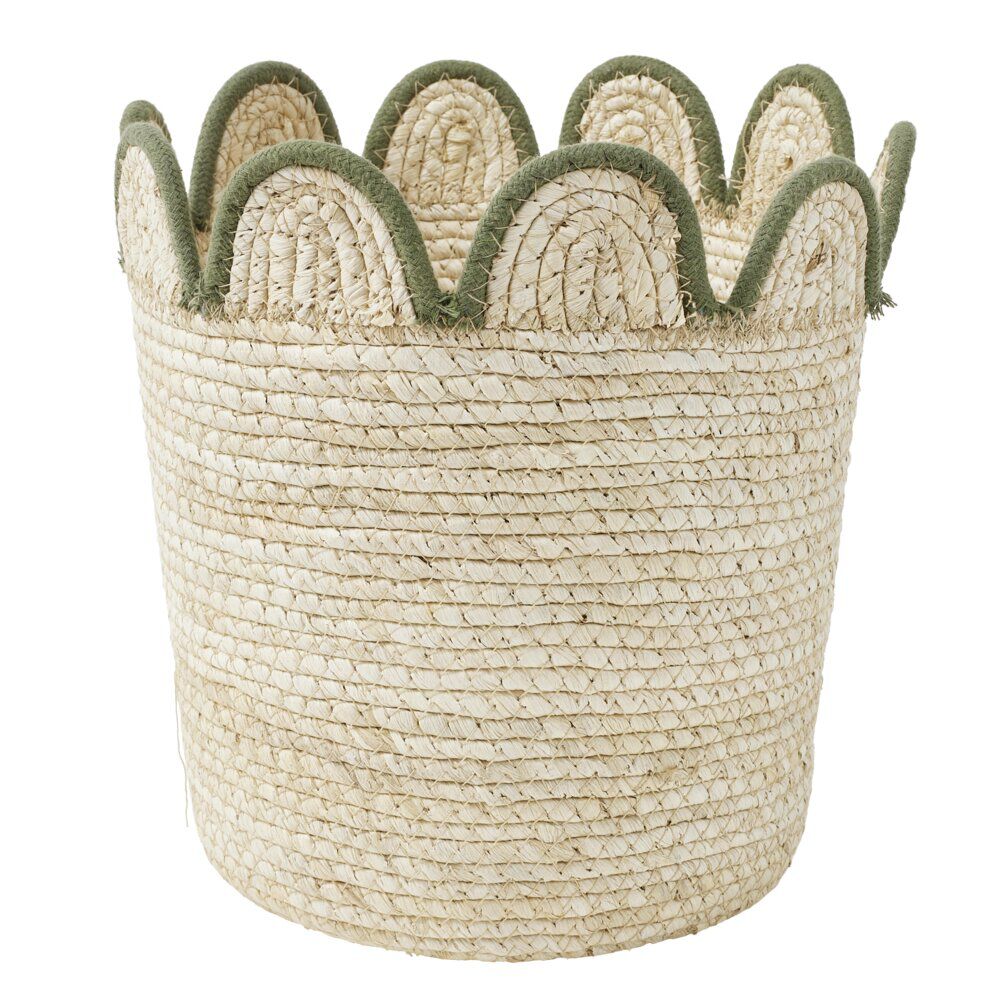 Panière décorative fibre naturelle et bord festonné Ø26xH26cm (3 modèles)