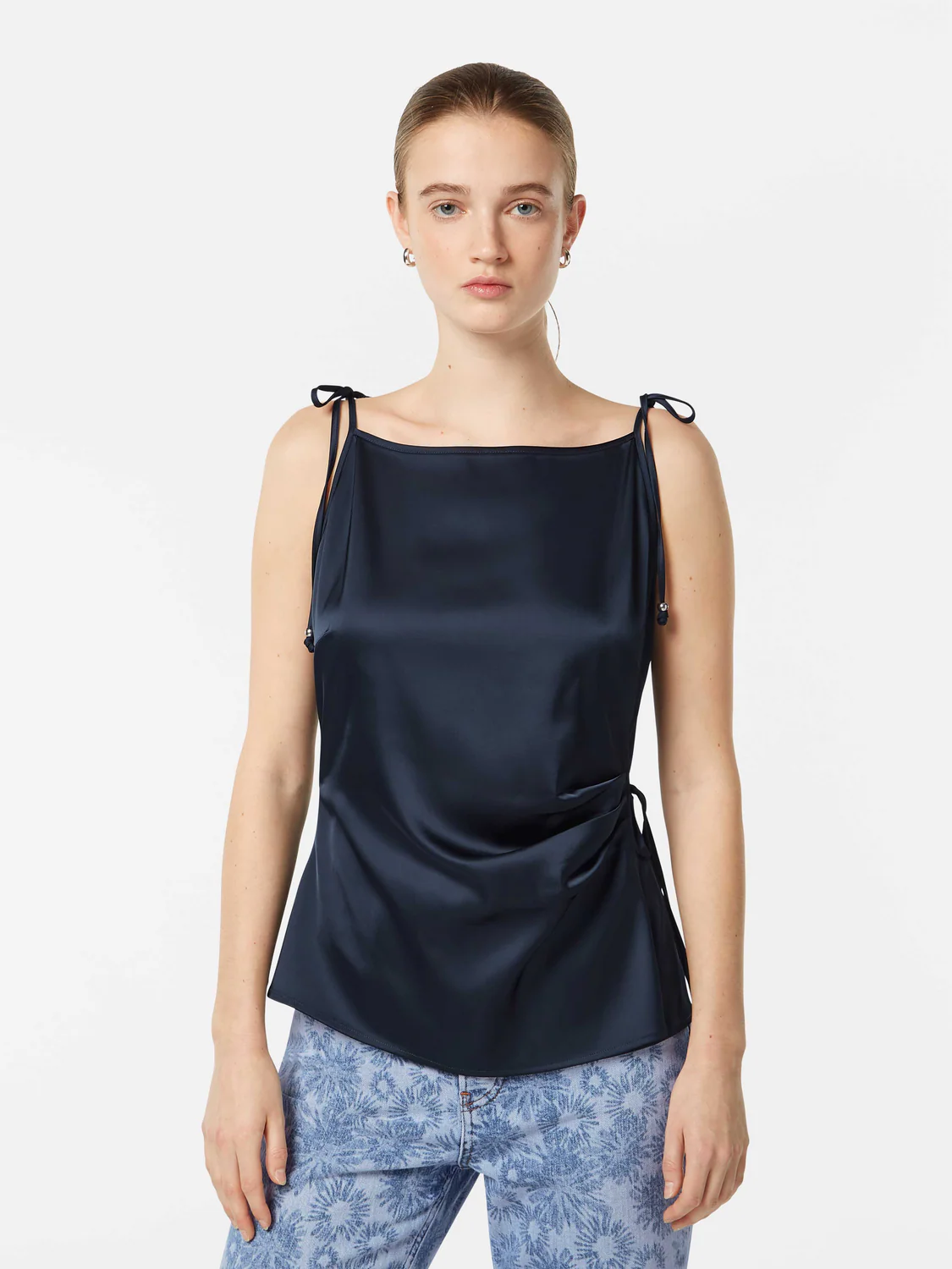 Satin Gathered Tank Top