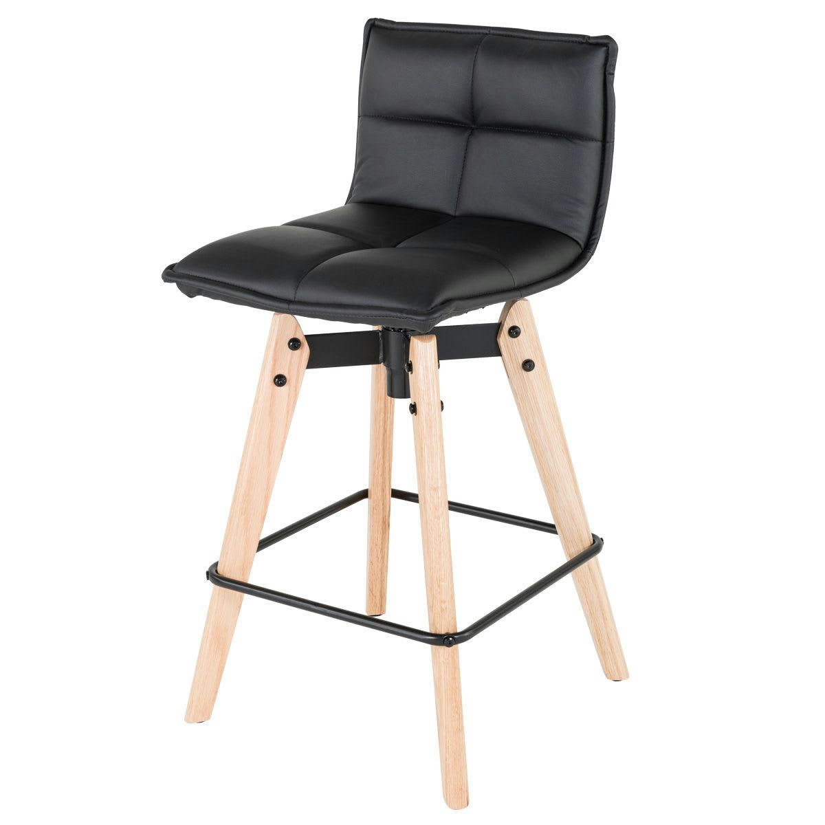 MAE - Chaise snack noir en simili piétement chêne