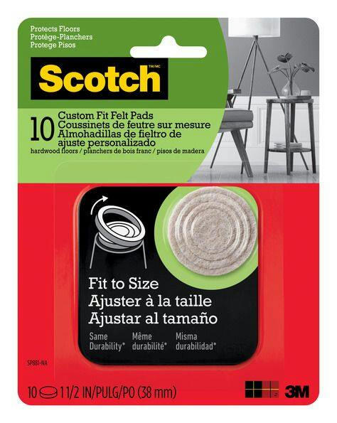 Scotch Custom Fit Felt Pad, Strong & Self Adhesive, Floor Protection, Fit to Size, 10-pk