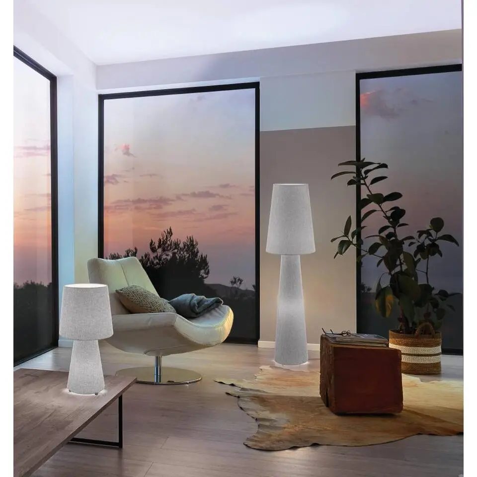 EGLO Carpara Tafellamp - E27 - H 47 cm - Textiel/Linnen - Grijs