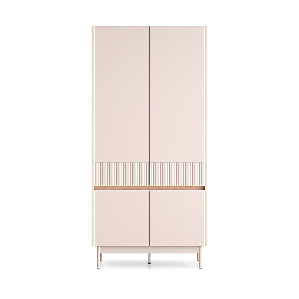 Armoire 4 portes Connie Cachemire et Bois