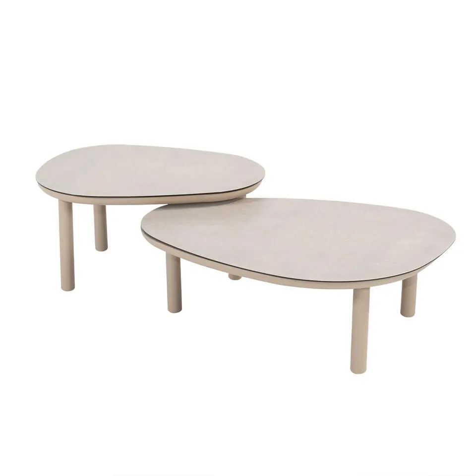 4 Seasons Monroe loungetafels &Oslash;65xH32 cm en &Oslash;80xH27 cm - latte
