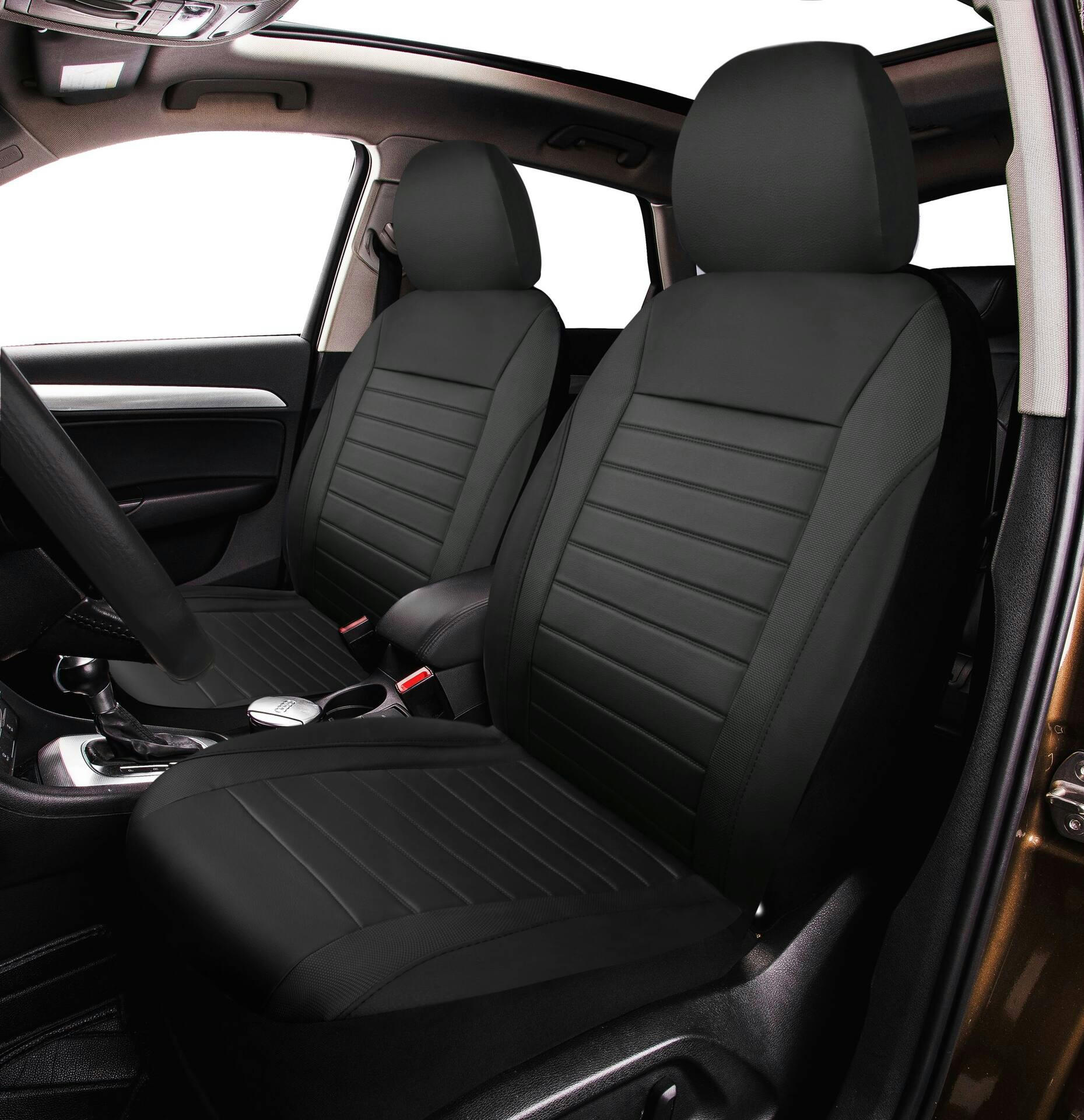 AutoTrends Embossed Premium Stripe Seat Cover, Black, 2-pk
