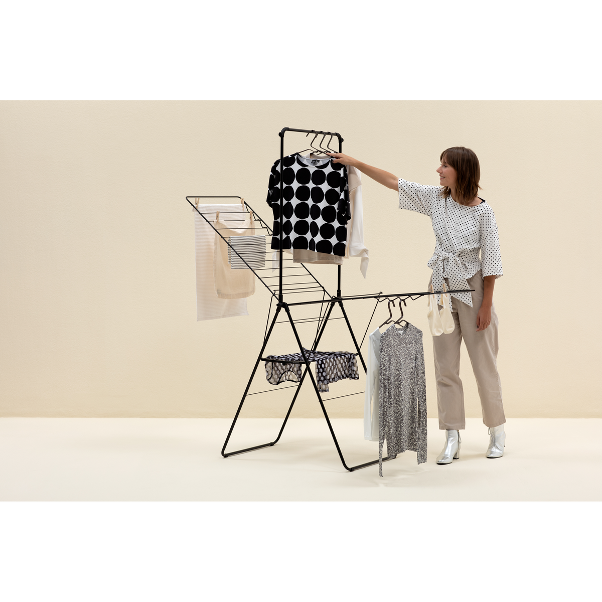 Brabantia HangOn droogrek, 25 meter met stang - Matt Black