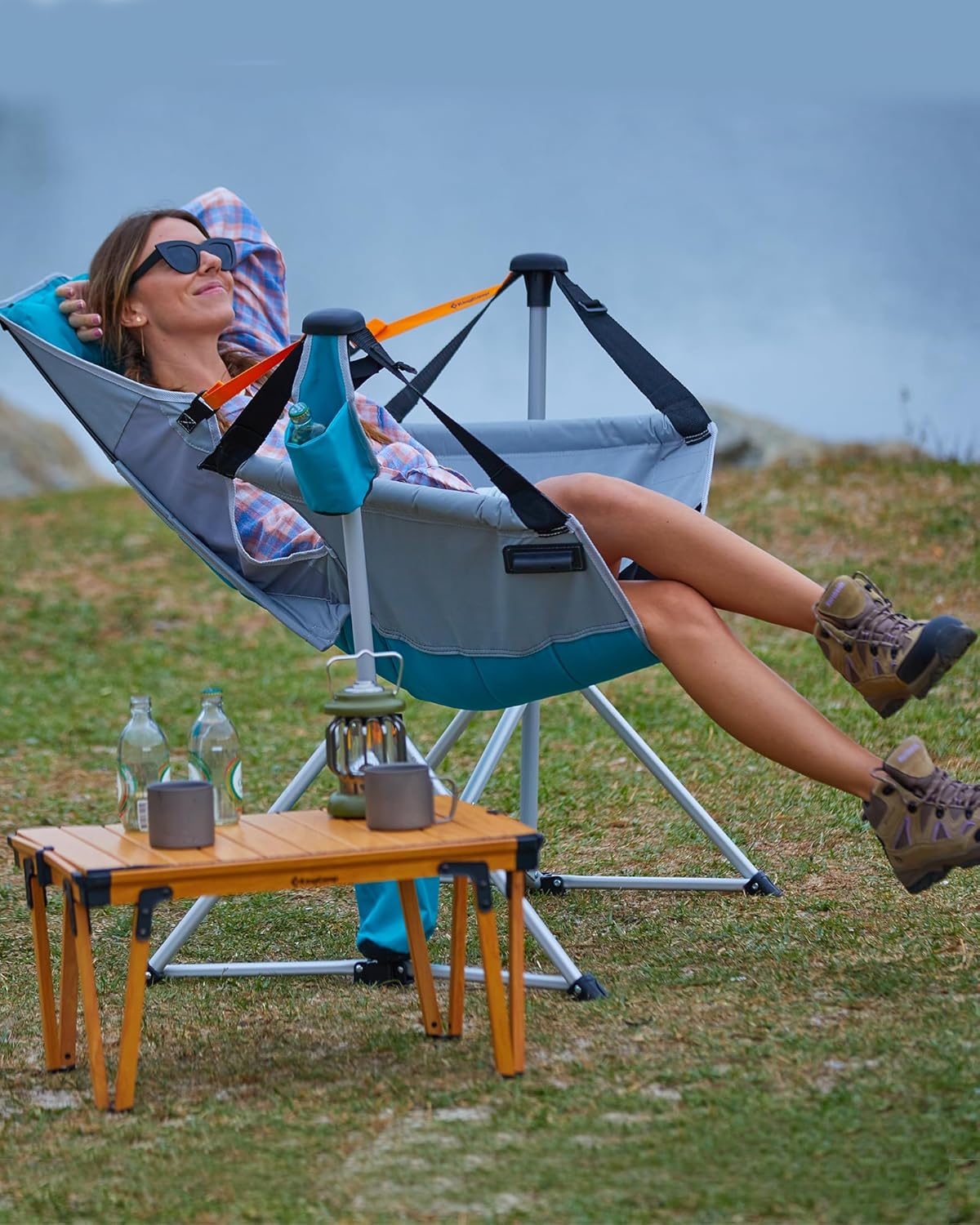 KingCamp Hammock Camping Chair, Swinging Portable Camp Chairs for Adults, 400lbs Heavy Duty Oversized Folding Rocking Chair with Adjustable Recline, Aluminum Alloy Frame for Outdoor Patio Beach Sport