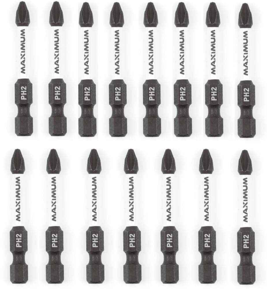 MAXIMUM PH2 Phillips Impact Ready Tic-Tac Screw Bit Set, 2-in, 15-pk