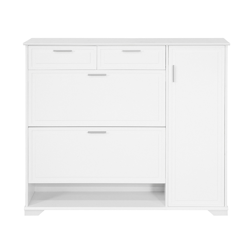 SoBuy Szafka na buty z 1 szufladą Biały 120x26x110cm Nowoczesny FSR104-W