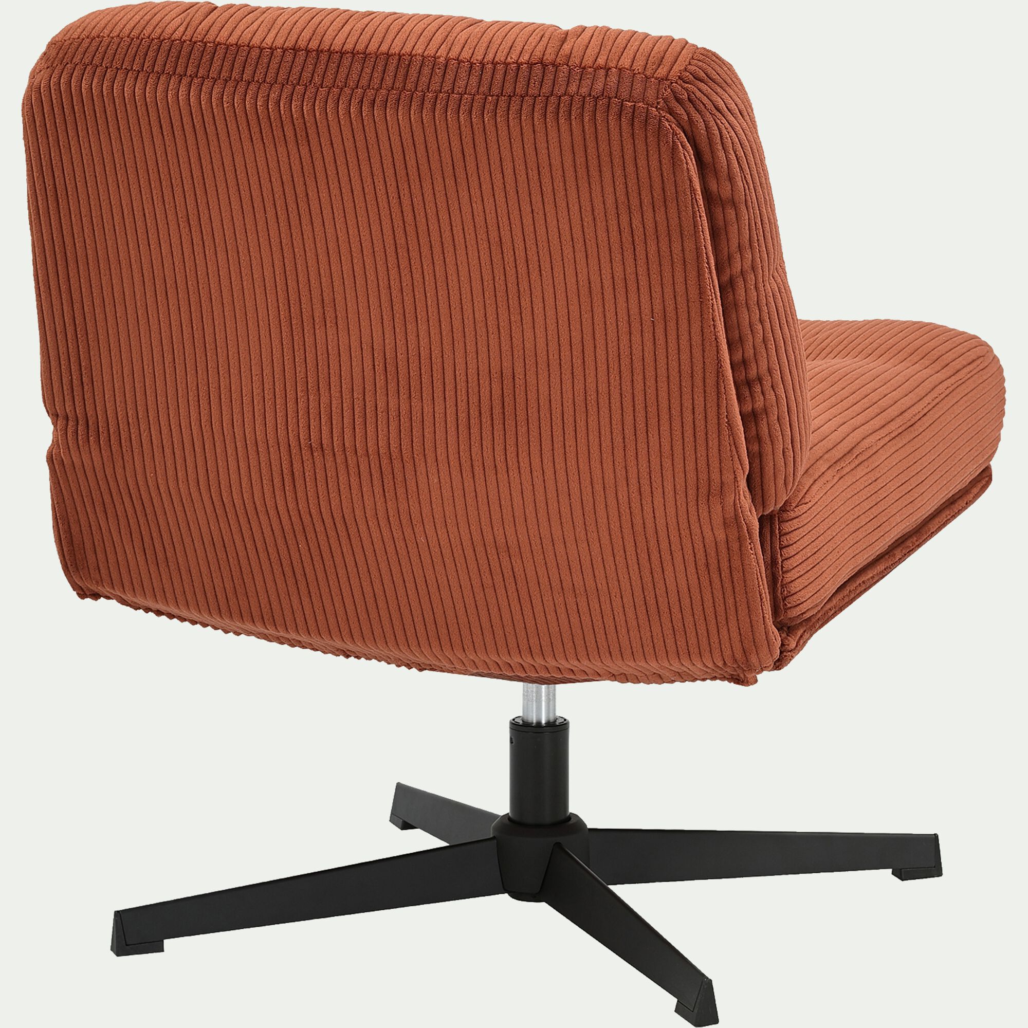 KIARA - Chaise pivotante en velours côtelé et piétement en fer - brun rustrel