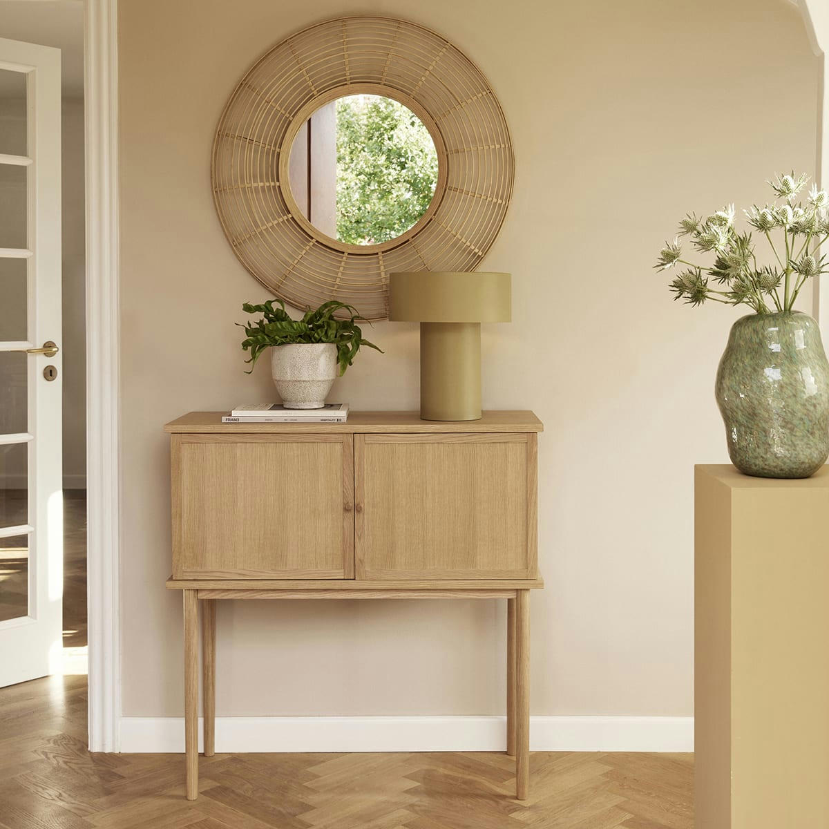DASH - Table console en placage de chêne et bois de chêne naturel