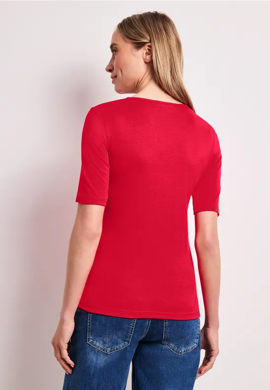 Basic T-Shirt mit V-Neck in Unifarbe
