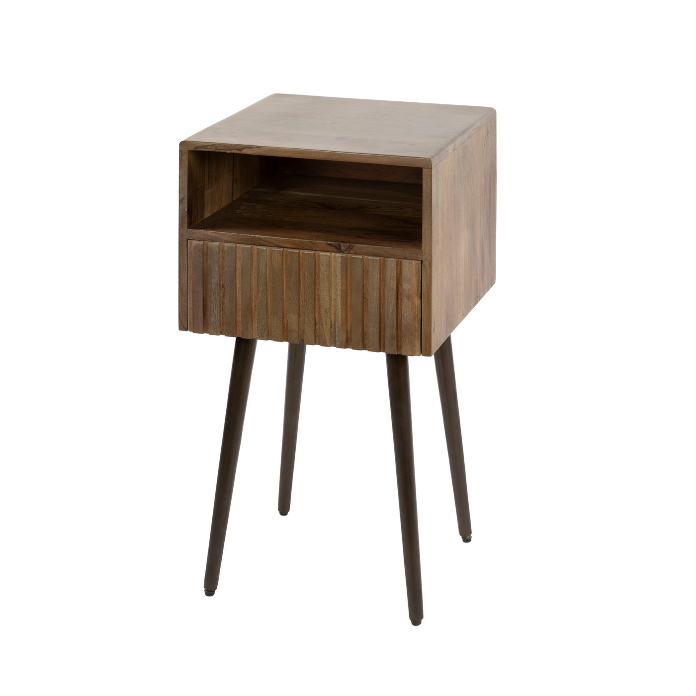 Giga Meubel Nachtkastje Carve - Bruin Acaciahout - 35x35x61cm