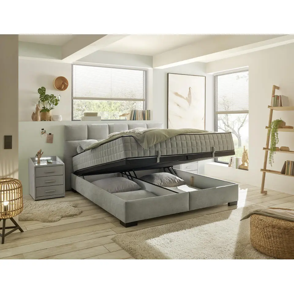 Kofferbed Nagol - Inclusief matrastopper - 160 x 200 cm - Grijs