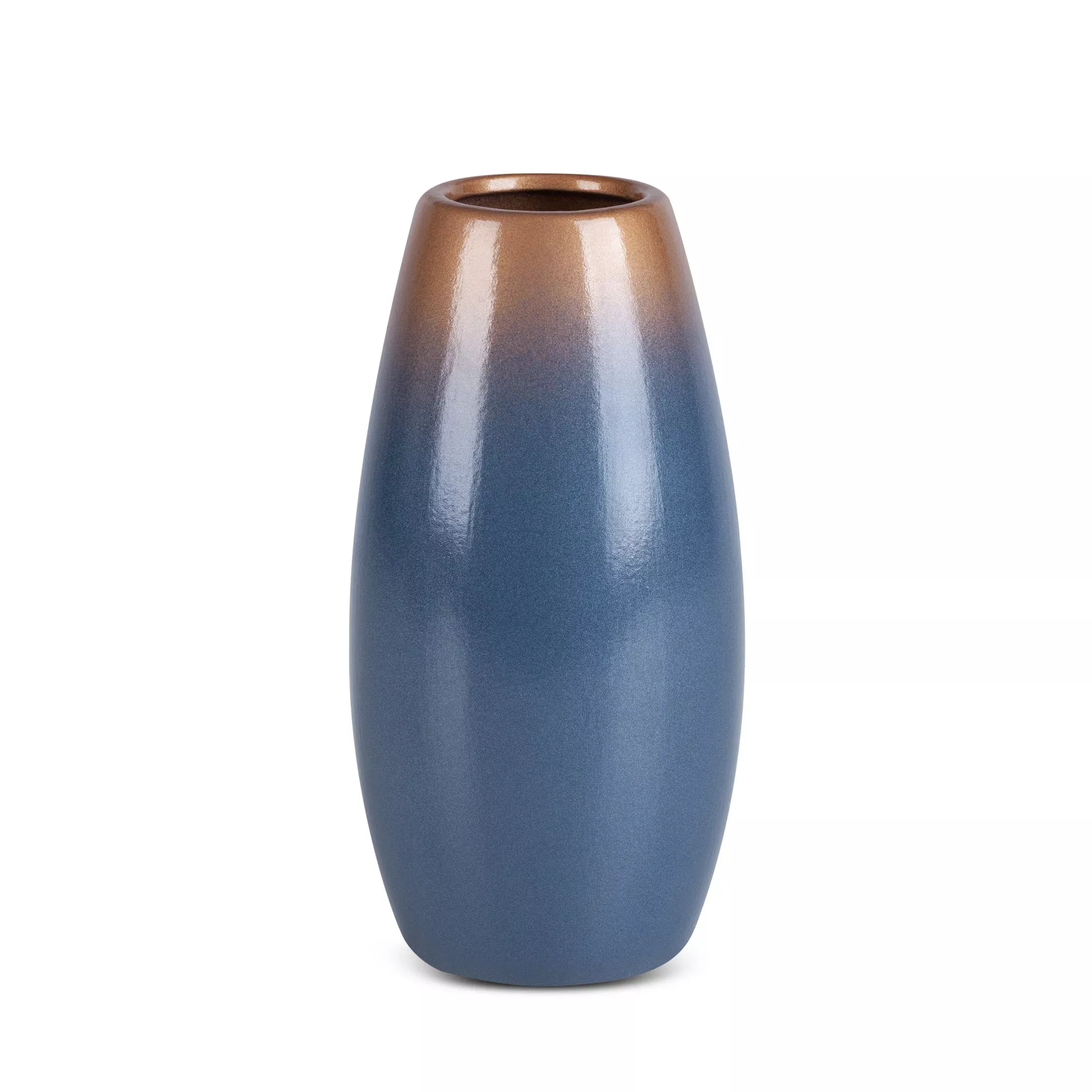 Wazon ceramiczny niebiesko-złotyz efektem ombre średnica 11x22 cm NESSA