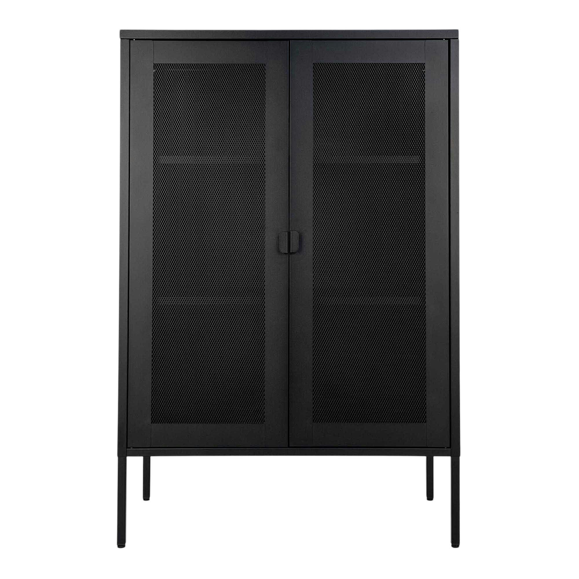 Buffet vitrine métal noir portes grillagées ODENSE