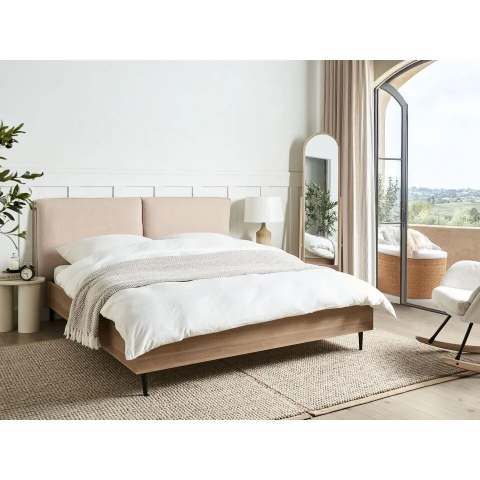 LIMANTON - Bed - Beige - 160 x 200 cm - Boucl&eacute;