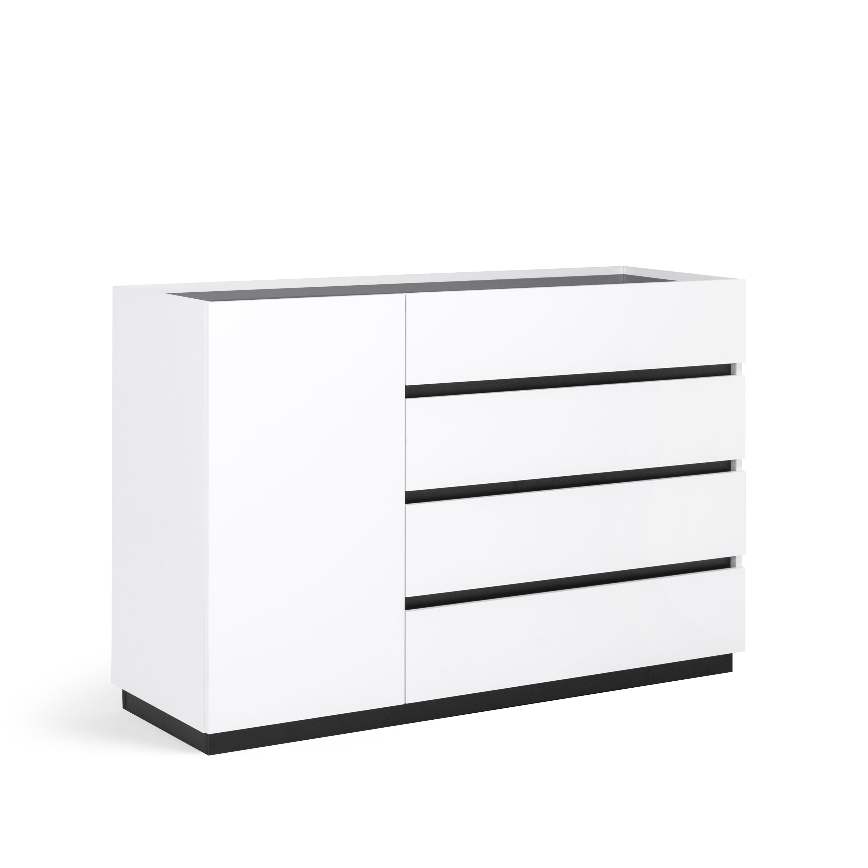 Komoda 135x90cm biały mat antracyt połysk