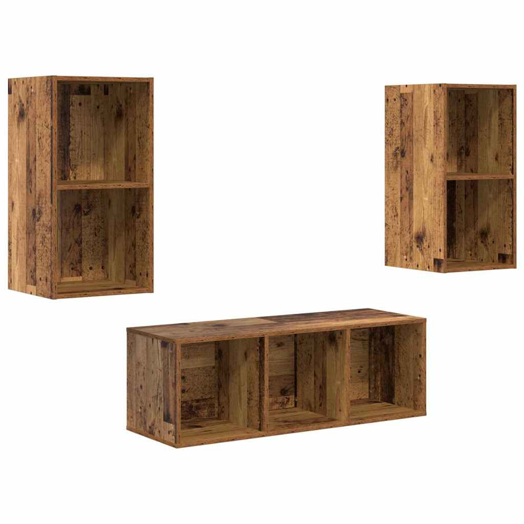 Zestaw Szafek RTV Szafka pod Telewizor Meblościanka Brąz 37 x 37 x 107 cm