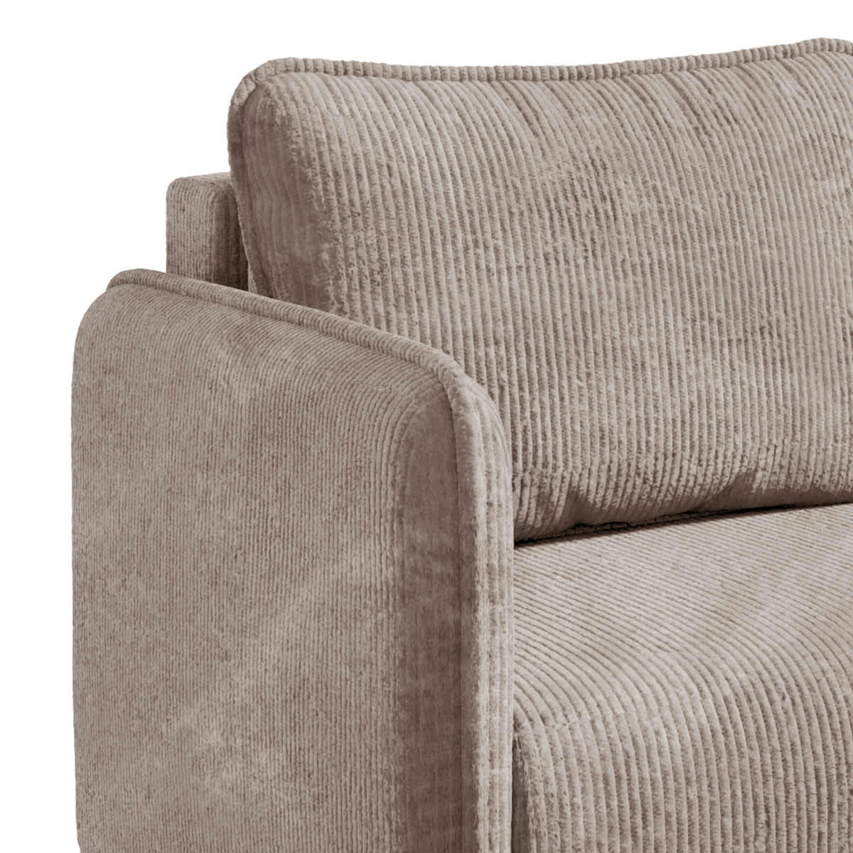 - Canapé d'angle 3 places velours côtelé taupe