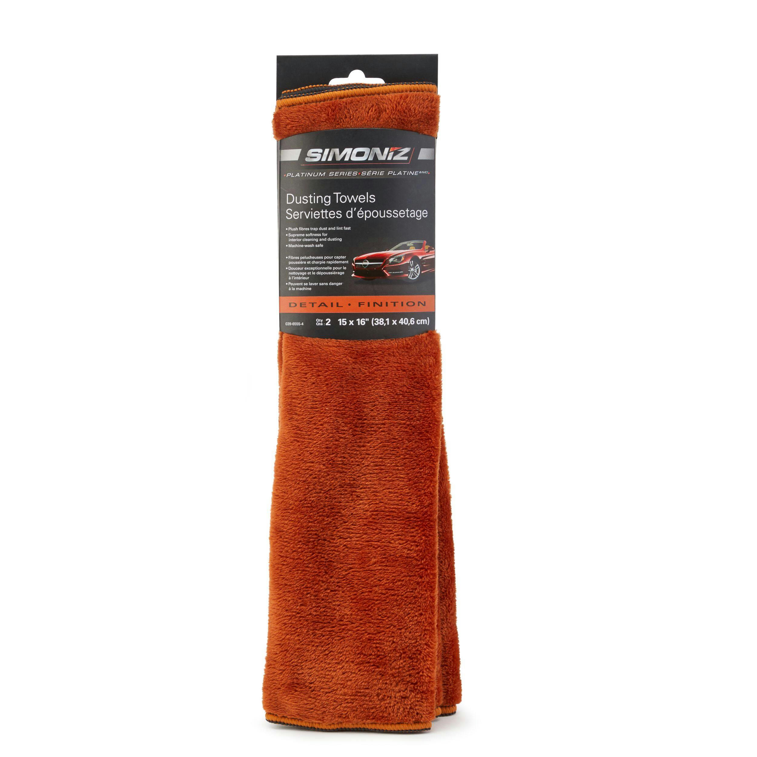 SIMONIZ Platinum Microfibre Dusting Towels, 15 x 16-in, Grey, 2-pk