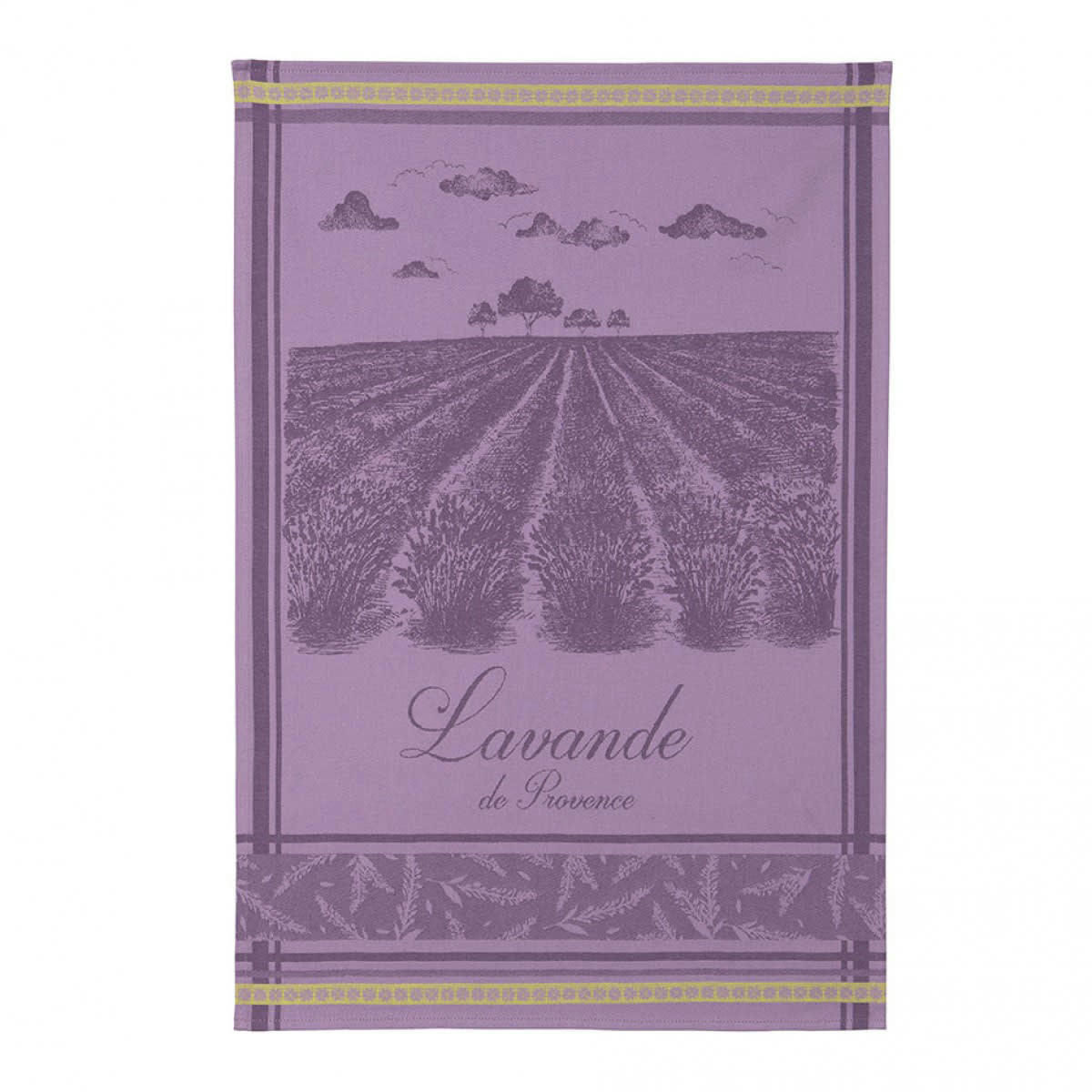 CHAMPS DE LAVANDE - Torchon en jacquard de coton violet 50x75