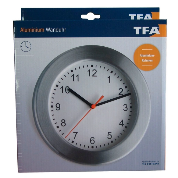 Wanduhr, BxHxT: 20 x 20 x 3,7 cm, silberfarben