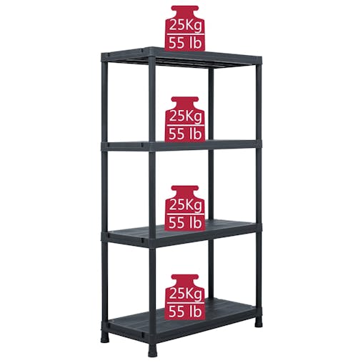 NNEVL Storage Shelf Rack Black 100 kg 60x30x138 cm Plastic