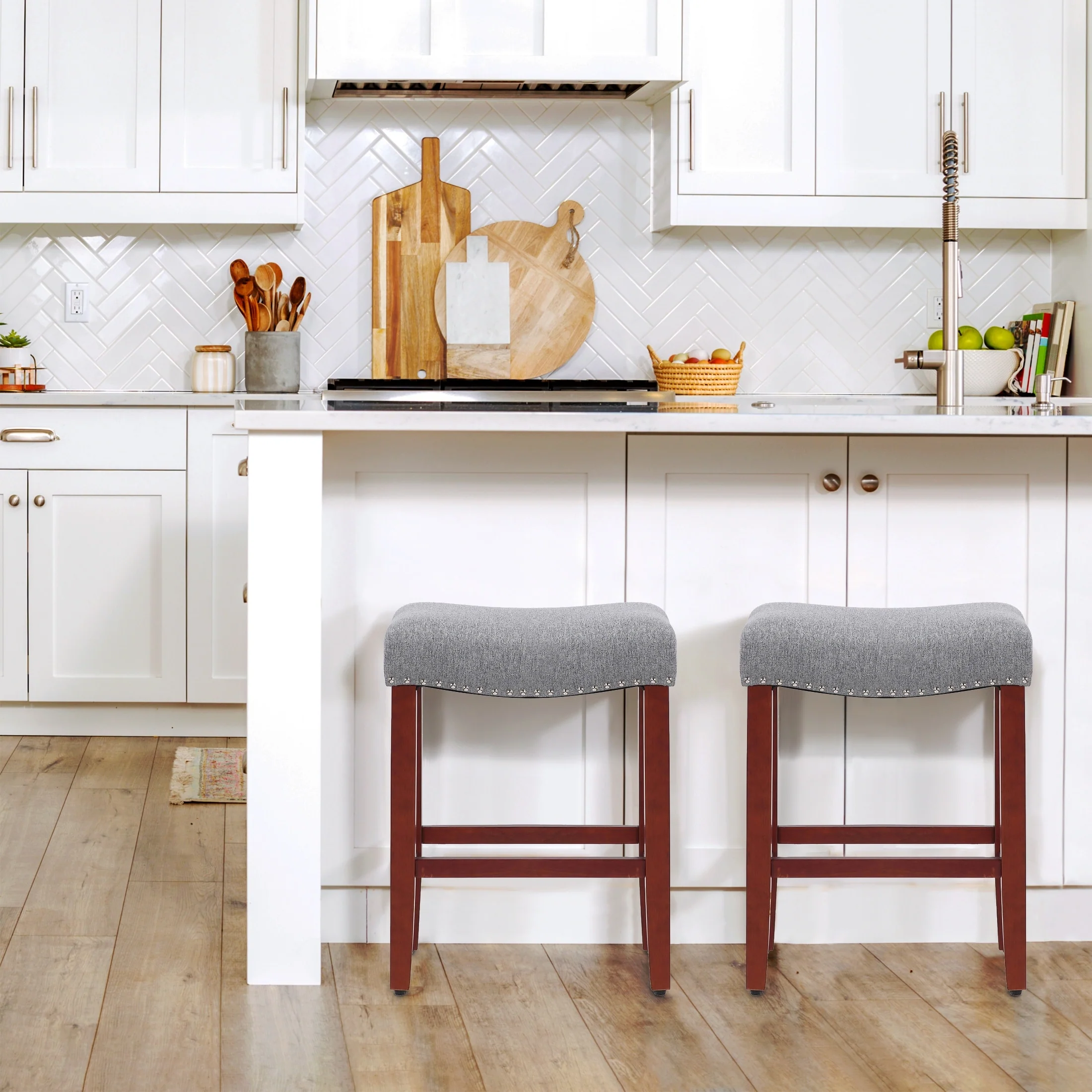 Jameson Upholstered Polyester Cherry 24 Inch Counter Stool (Set Of 2)