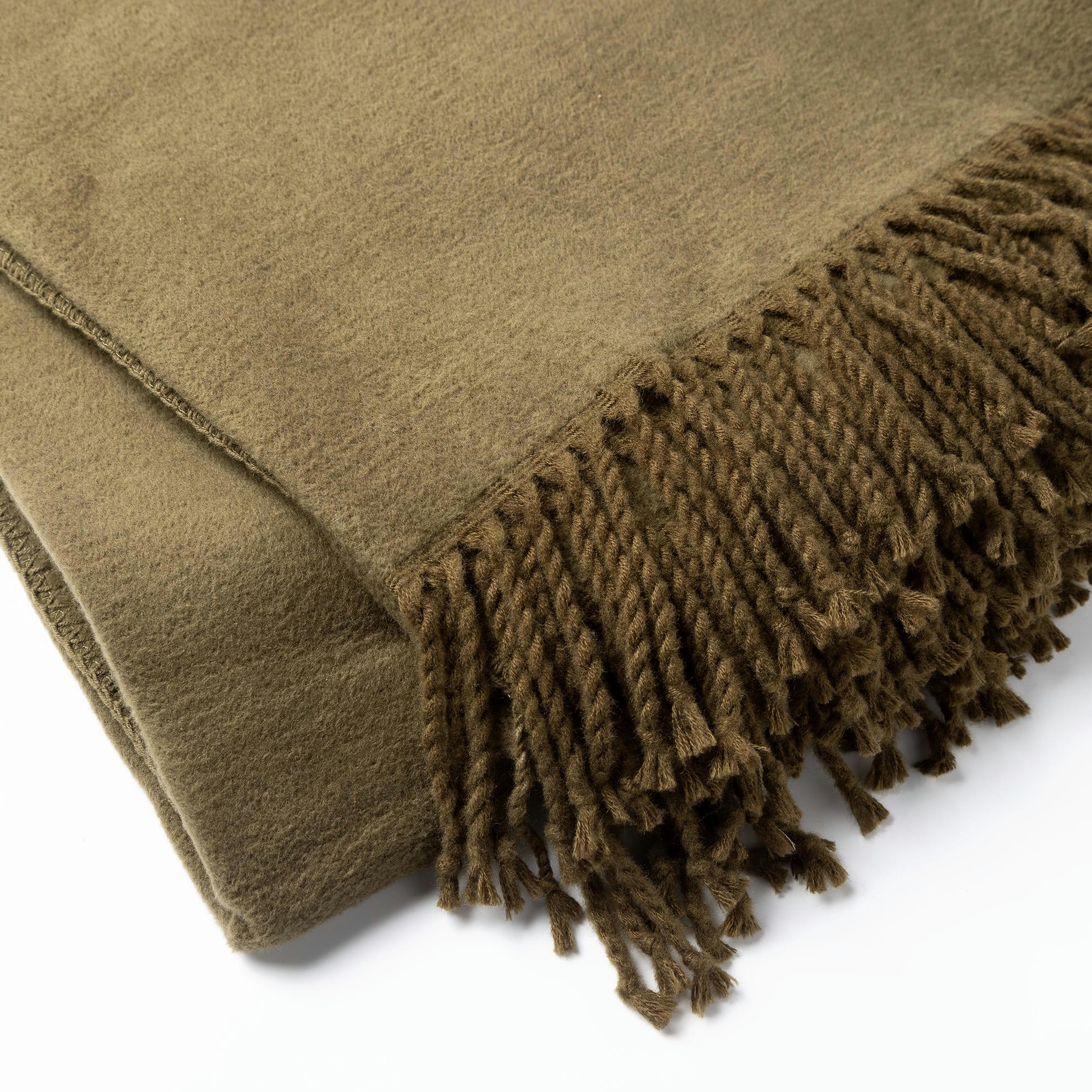 HOII - Plaid vert 150x200 cm en coton et acrylique uni