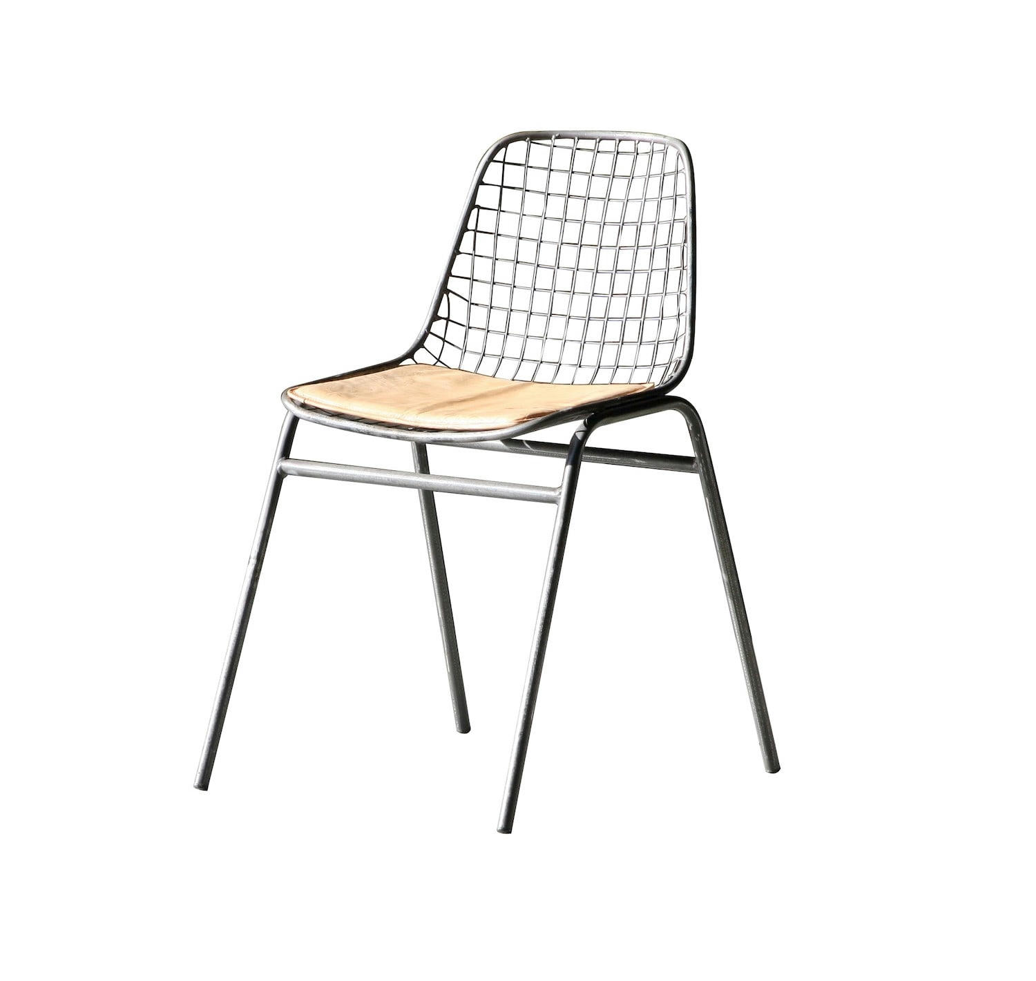 JALI - Set de 2 chaises en acier et  cuir camel