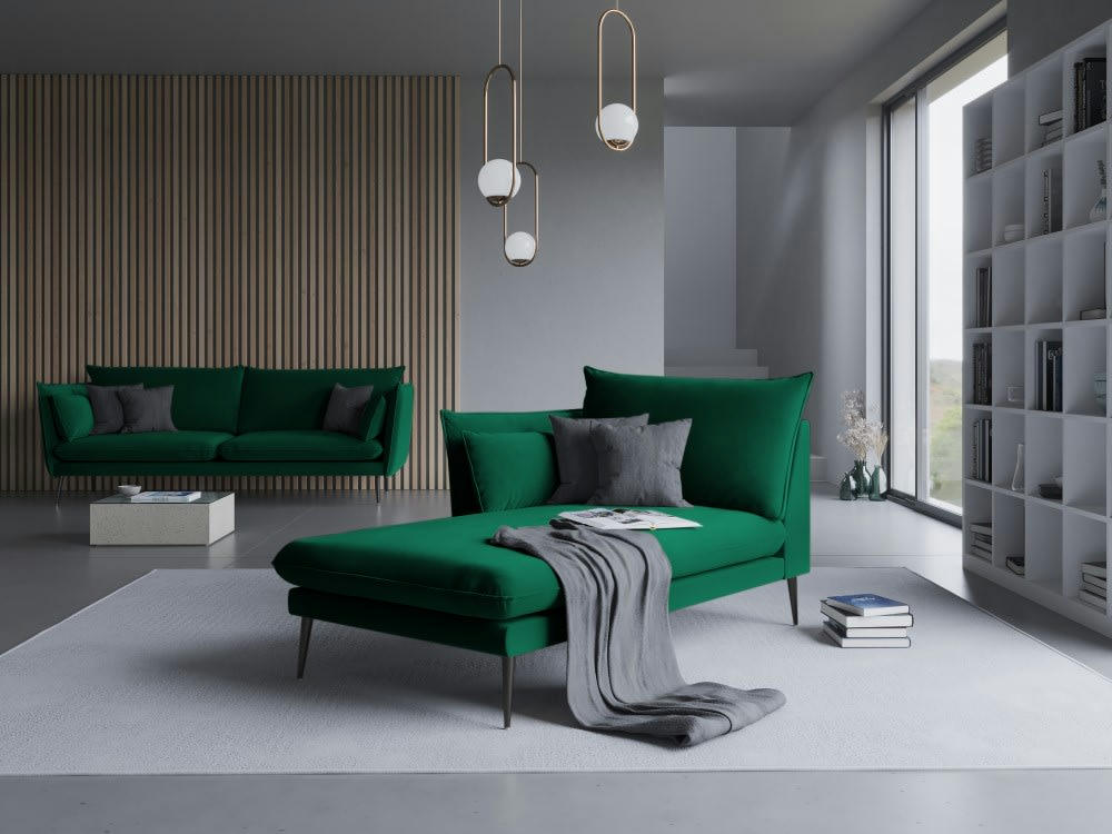 AGATE - Méridienne en velours vert bouteille