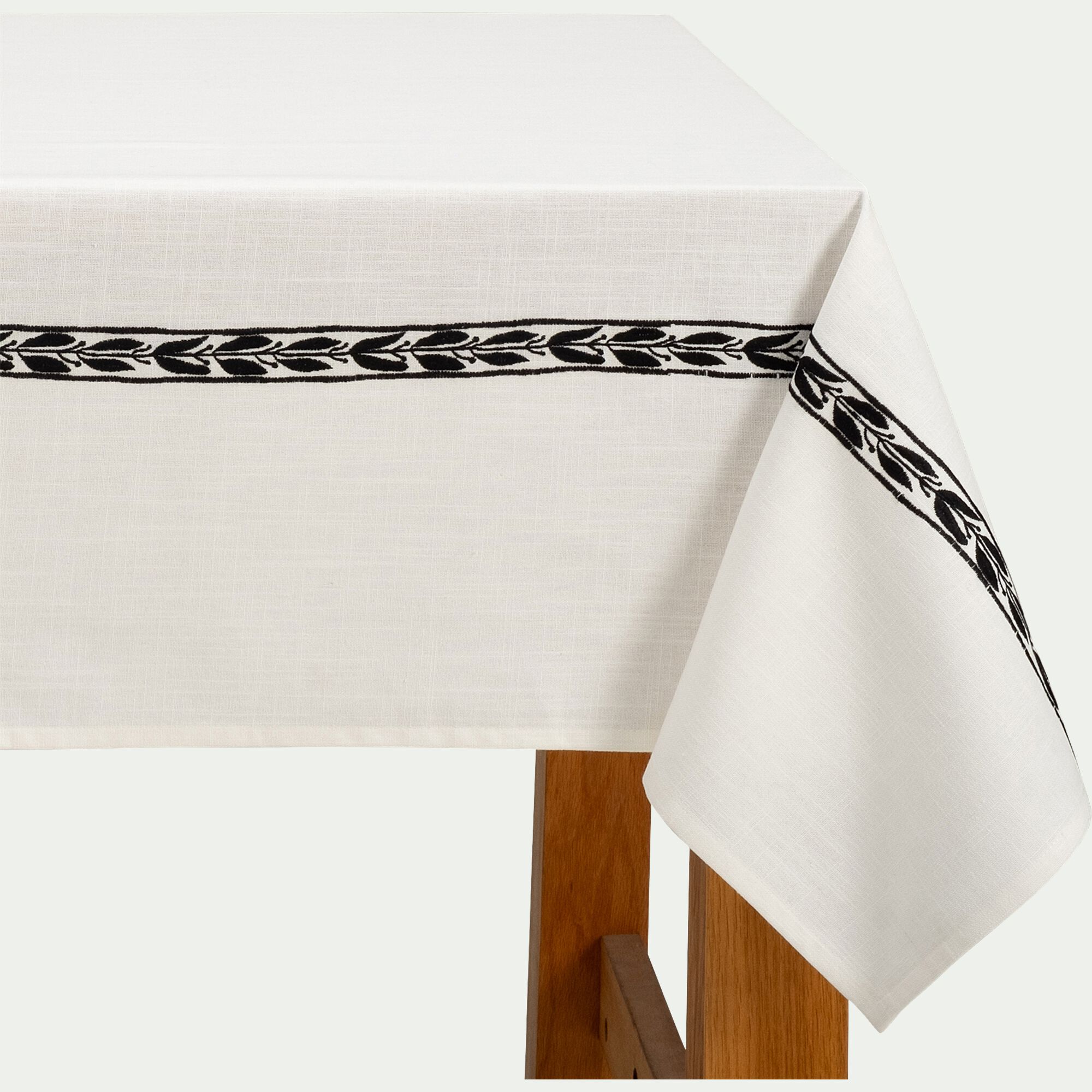KISSOS - Nappe finition brodée Kissos en coton 145x250cm - blanc