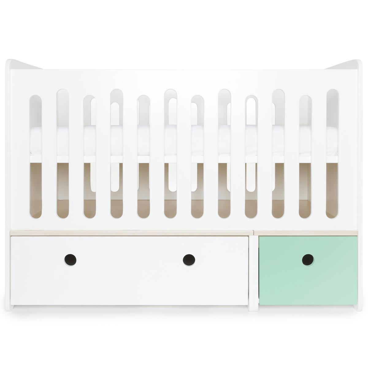 COLORFLEX - Lit bébé évolutif 70x140cm blanc-vert menthe