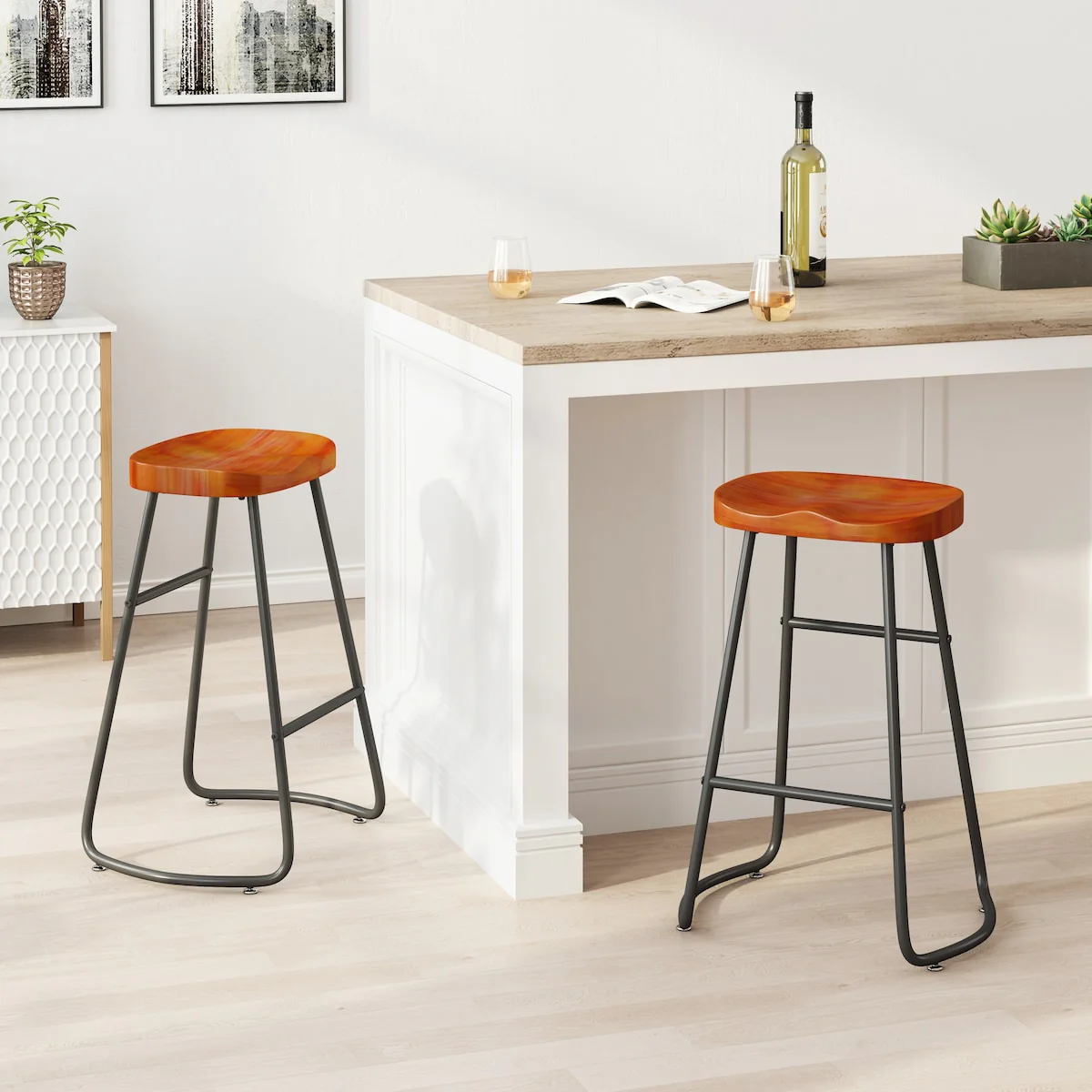 Set of 2 Stylish and Minimalist Counter Bar Stools