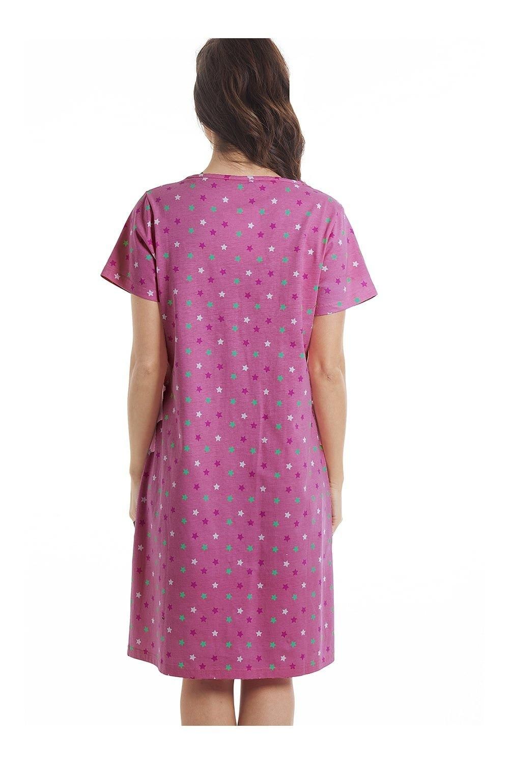Camille Multicoloured Star Print Cotton Summer Nightshirt