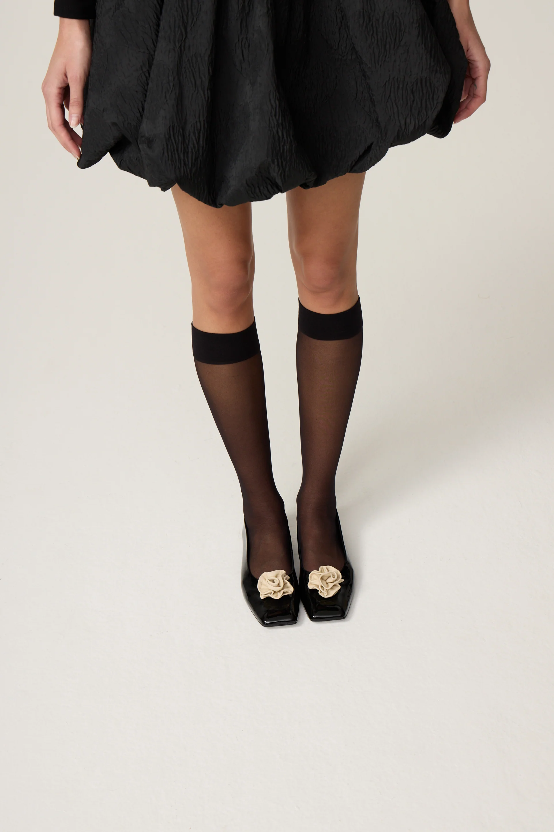Rose Ballerinas | Black/Cosy White