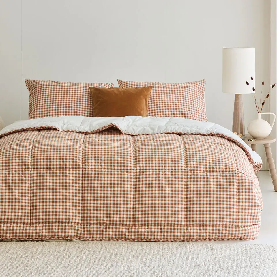 Walra - Kussensloop Cozy Check - 2x 37x55 cm - Bruin / Off White