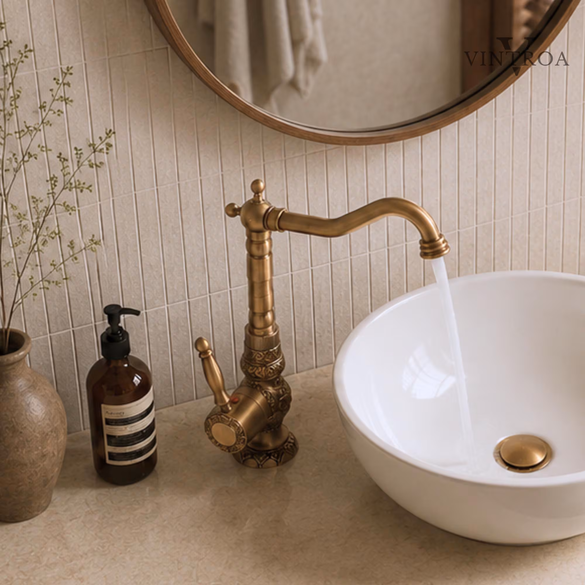 Solid Brass Bathroom Vessel Sink Fuacet , Basin Mixer Tap