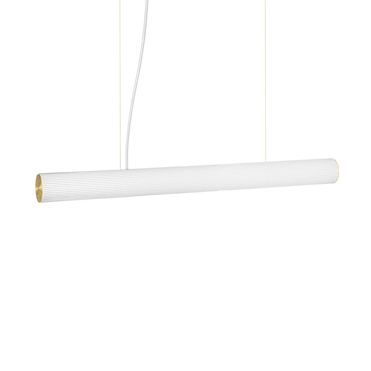 Ferm Living - Vuelta II LED Pendelleuchte, 100 cm, weiß / Messing