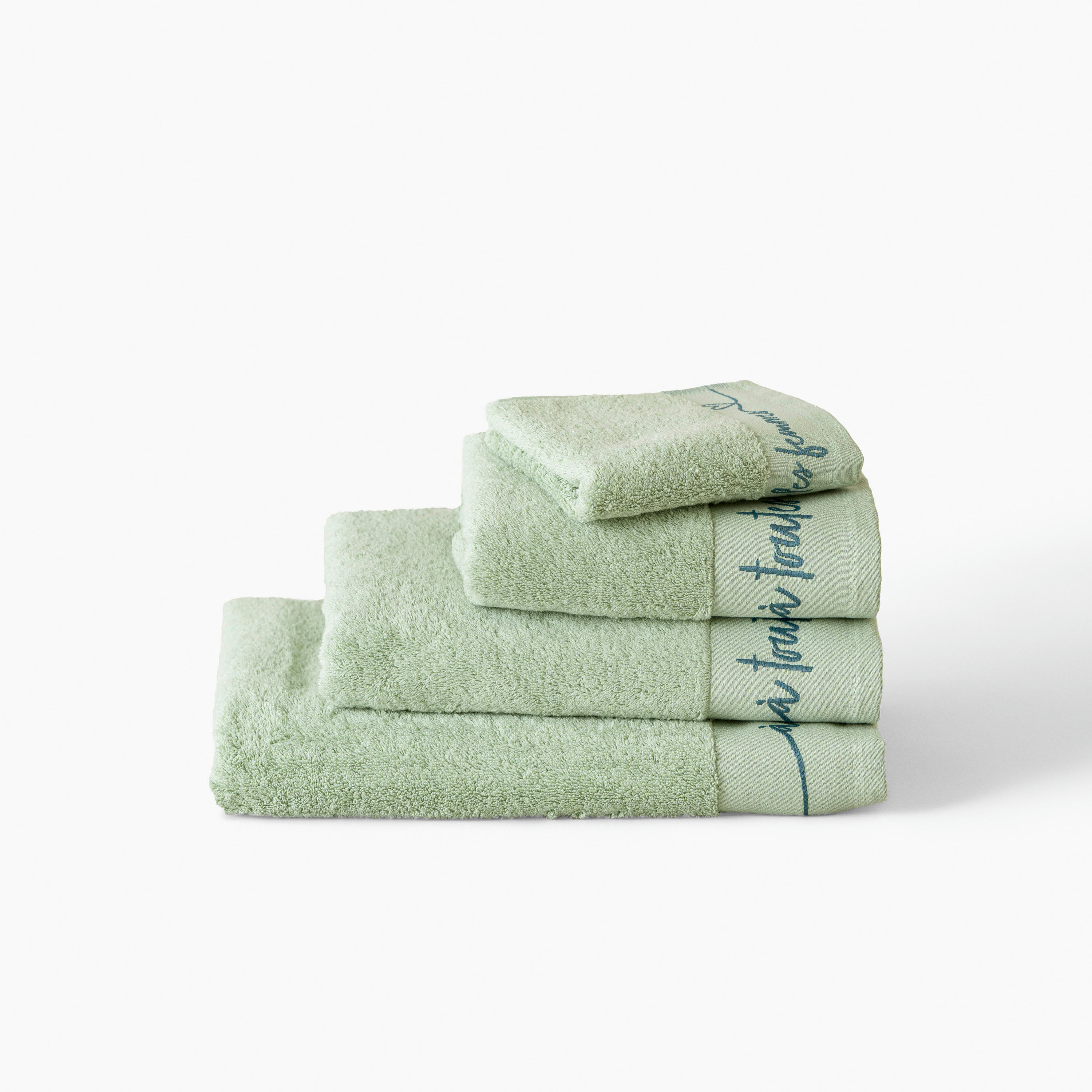 SIMONES - Drap de bain bouclette de coton bouclette vert 70 x 120 cm
