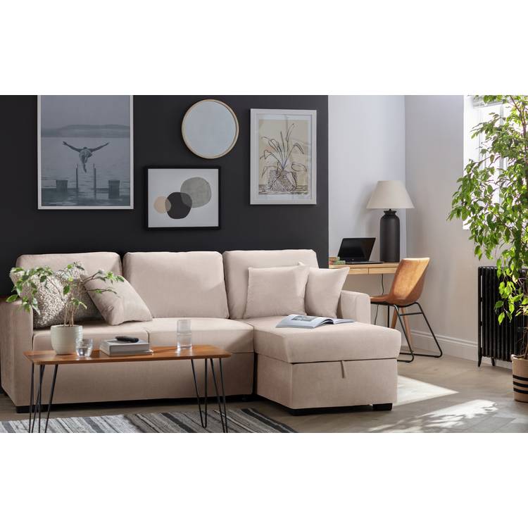 Habitat Reagan RH Storage Corner Chaise Sofa Bed - Charcoal