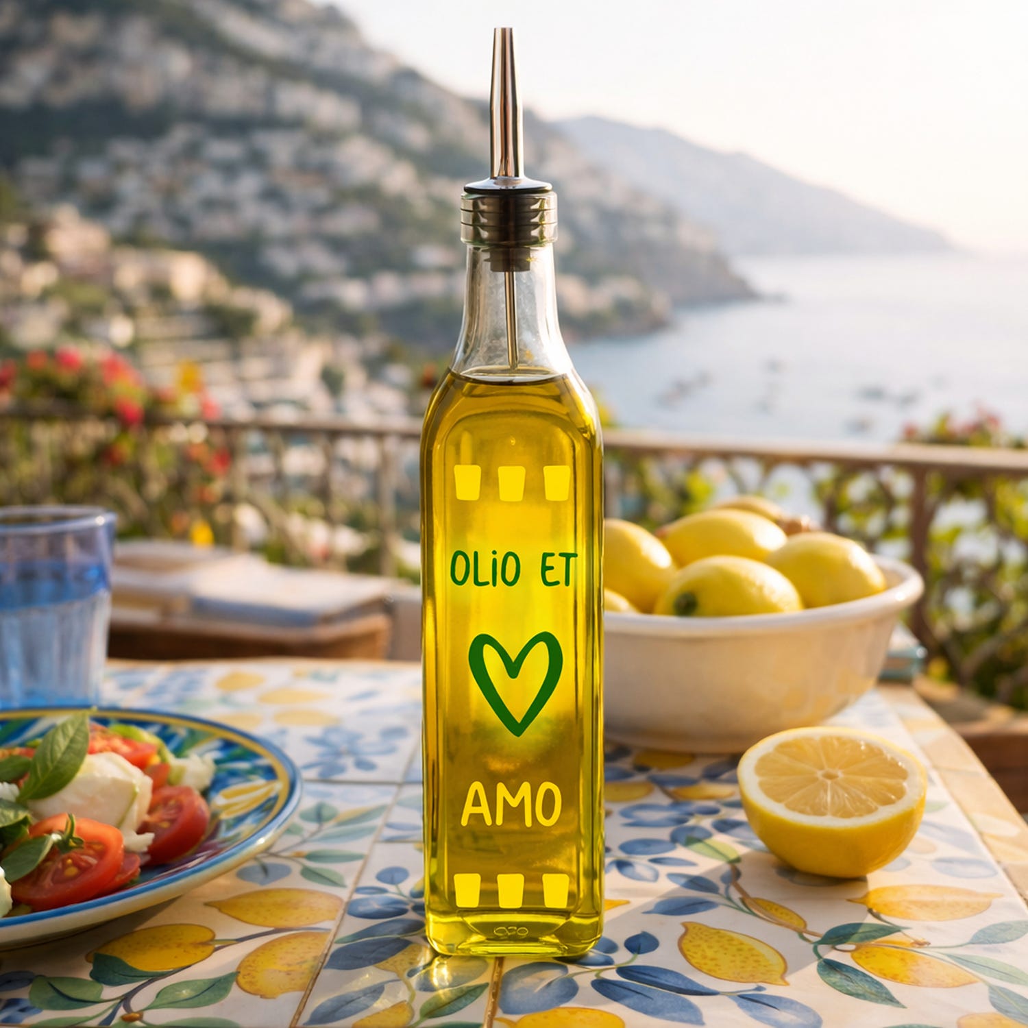 Oliera con beccuccio vetro 500 ml Olio et amo Color Bloom